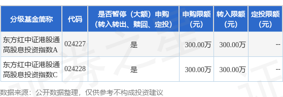 网络配资之家 公告速递：东方红中证港股通高股息投资指数基金暂停大额申购（含转换转入、定期定额投资)业务